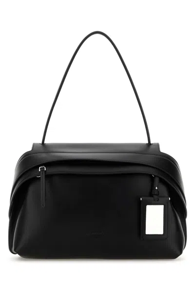 Tod's Black Eather Medium Tod S Wave Shoulder Bag In Blue