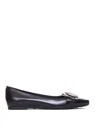 Tod's Leather Ballerina With Chain In Negro