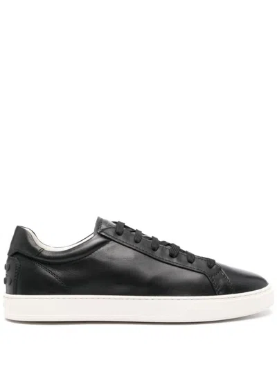 Tod's Low-top Leather Sneakers In Black