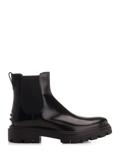 TOD'S BLACK LEATHER ANKLE BOOT