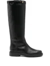 Tod's T-buckle Leather Knee-high Boots In Black