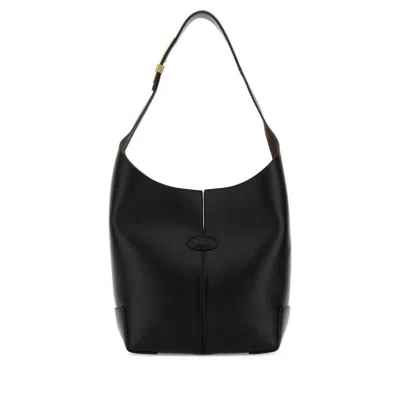 Tod's Black Leather Bucket Bag Nero Borse A Mano In White