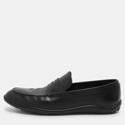 Pre-owned Tod's Black Leather Driver Loafers Size 44.5