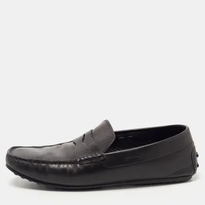 Pre-owned Tod's Tods Black Leather Gommino Driving Loafers Size 42