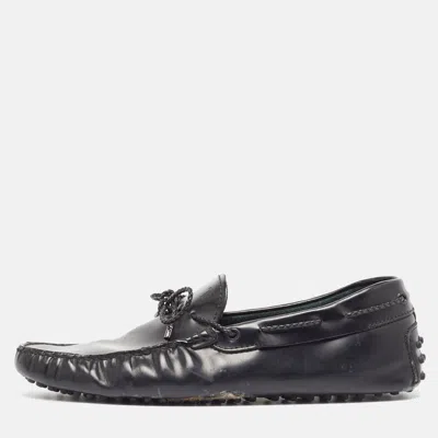 Pre-owned Tod's Tods Black Leather Gommino Loafers Size 42