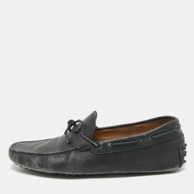 Pre-owned Tod's Black Leather Gommino Loafers Size 43
