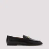 Tod's Black Calfskin Women's Loafers With Metallic Band In Black