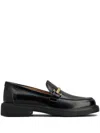 Tod's Leather Loafers With Metal Bar Shoes In Black