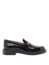 Tod's Black Loafers With Logo Plaque In Leather Woman In Black