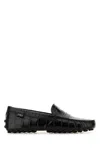 Tod's Crocodile Effect Leather Loafers With Rubber Sole In Black