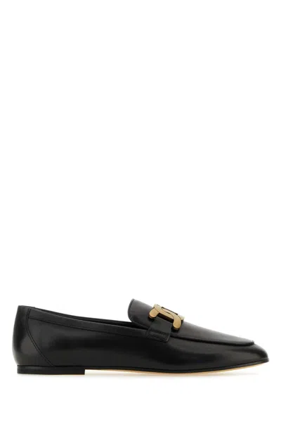 Tod's Black Leather Loafers In B999