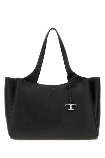 Tod's Black Leather Medium Shoulder Bag In Brown