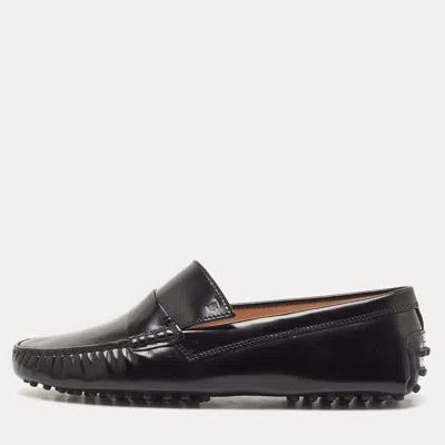 Pre-owned Tod's Black Leather Penny Driving Loafers Size 38