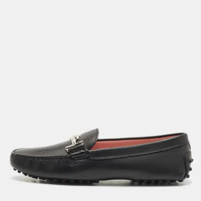 Pre-owned Tod's Black Leather Penny Loafers Size 38.5