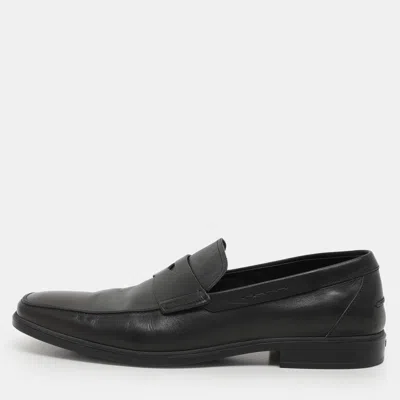 Pre-owned Tod's Black Leather Penny Loafers Size 45.5