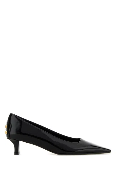 Tod's Black Leather Pumps In Animal Print