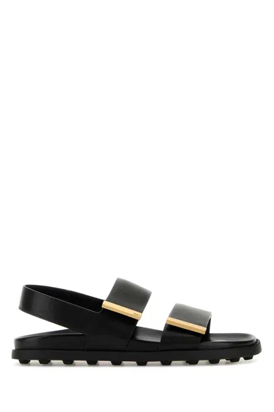 Tod's Leather Slingback Sandals In Black