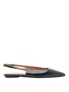 Tod's Leather Flat Ballerinas With Gold-tone Detail In Black