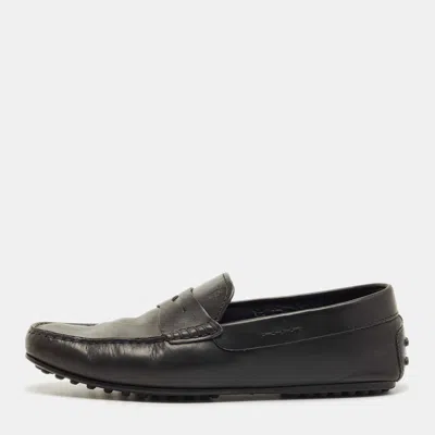 Pre-owned Tod's Black Leather Slip On Loafers Size 41.5