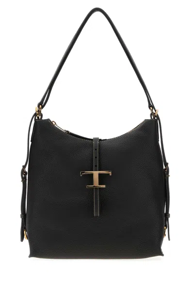 Tod's Black Leather T Timeless Shoulder Bag