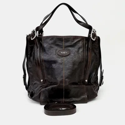 Pre-owned Tod's Black Leather Tote And Shoulder Bag