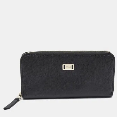 Pre-owned Tod's Black Leather Zip Around Wallet