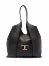Tod's Black Tote Bag With T Timeless Charm In Black