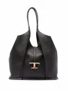 Tod's Black Tote Bag With T Timeless Charm In Black