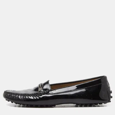 Pre-owned Tod's Black Patent Leather Loafers Size 38.5