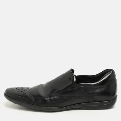 Pre-owned Tod's Black Patent Leather Moccasins Size 44.5