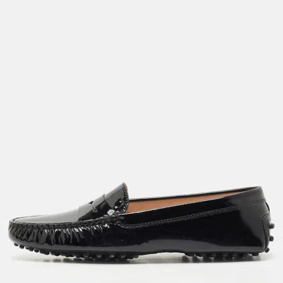 Pre-owned Tod's Black Patent Leather Penny Penny Loafers Size 39