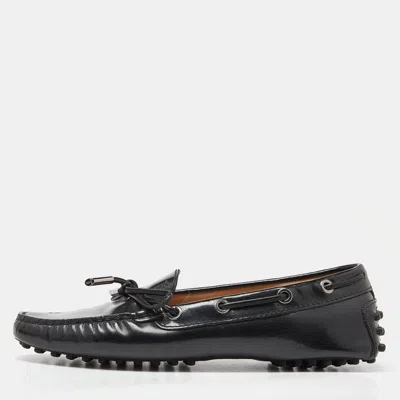 Pre-owned Tod's Black Patent Leather Slip On Loafers Size 36