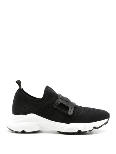TOD'S BLACK ROUND TOE SNEAKERS