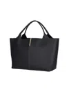 Tod's Black Shopper With Two Top Handles And Metal Bar With Logo In Leather Woman