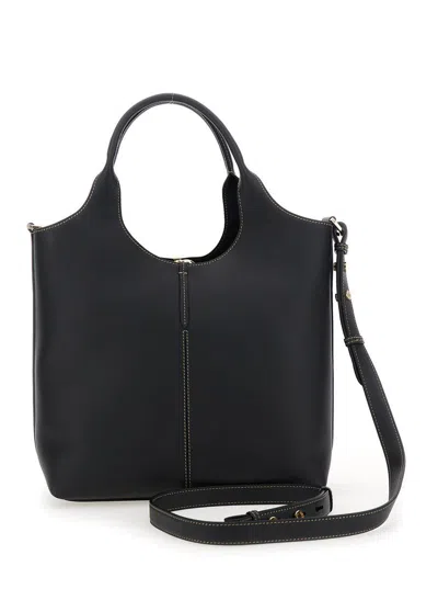 Tod's Black Shoulder Bag With Metal Bar With Logo