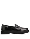 Tod's Block Heel Loafers Penny Strap In Black