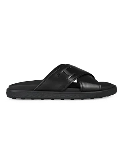 TOD'S BLACK SLIP ON SANDALS