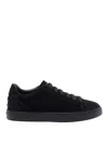 Tod's Low Top Suede Sneakers With Round Toe In Black