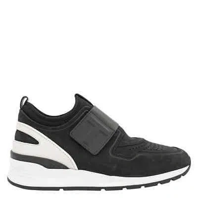 Pre-owned Tod's Tods Black Suede And Fabric Vlcr Strap Sneakers In Multicolor