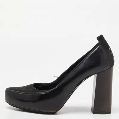 Pre-owned Tod's Black Suede And Leather Platform Pumps Size 39