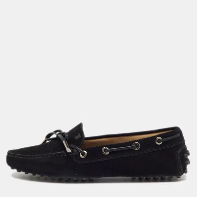 Pre-owned Tod's Black Suede Penny Loafers Size 36