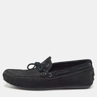 Pre-owned Tod's Black Suede Slip On Loafers Size 39.5