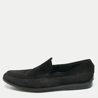 Pre-owned Tod's Black Suede Slip On Loafers Size 42