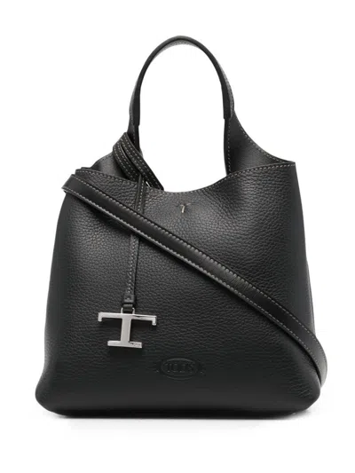 TOD'S BLACK T TIMELESS LEATHER MINI HANDBAG