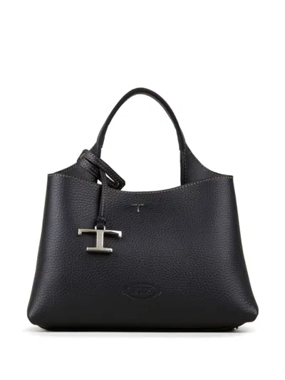TOD'S BLACK T TIMELESS MICRO LEATHER HANDBAG