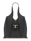 Tod's Black Tote Bag With T Timeless Charm In Leather Woman