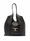Tod's Black Tote Bag With T Timeless Charm In Black