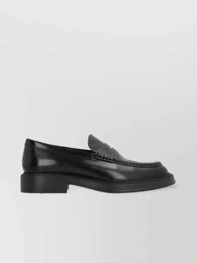 Tod's Block Heel Loafers Penny Strap In Black