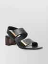 Tod's Block Heel Strappy Sandals With Gold-tone Hardware In Black