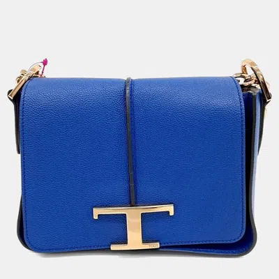 Pre-owned Tod's Blue Leather Chain Shoulder Bag